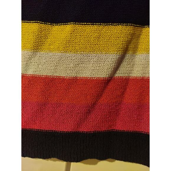 Chaps Sweater, Women's Size Medium Navy Blue Pink Yellow, Striped Bold - Picture 6 of 9